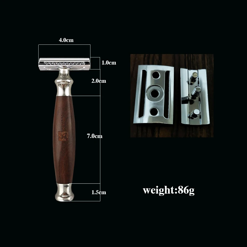 Мужская Безопасная бритва с двойным лезвием и деревянной ручкой из нержавеющей
