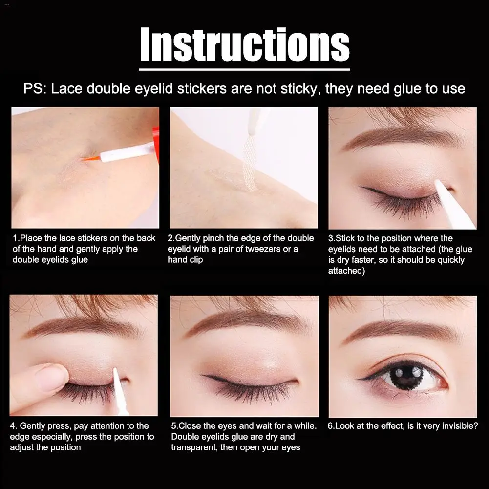 

Ultra Invisible Fiber Lace Eyelid Lift Kit Natural Waterproof Sweatproof Eyelid Lifting Stickers Double Eye Tape Tools