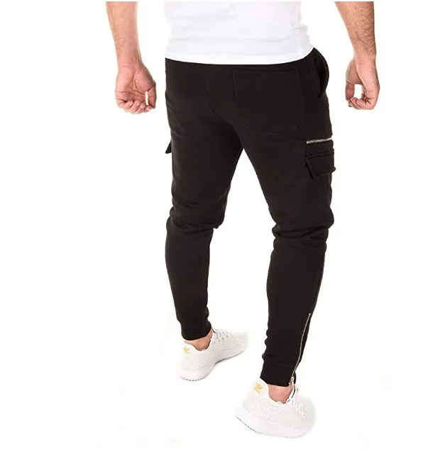 

Men's Slim Casual Zipper Pants New Fashion Slim Fit Trend Trousers Soild Color Casual Zipper Pants