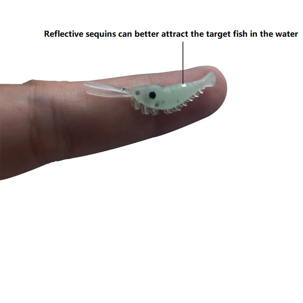 20 шт./лот мини силиконовые светящиеся мягкие приманки креветки 35 мм/0 3 г