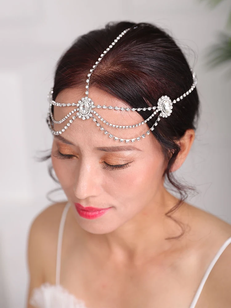 Новые модные розовые золотые серебряные цепочки на голову Стразы головные уборы