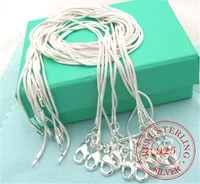 10pcslot promotion wholesale 925 sterling silver necklace silver fine jewelry snake chain 1mm 16 30inch necklace for women men