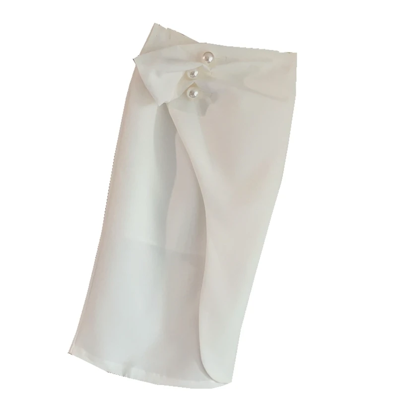 

2020 Spring New Large Pearl Buckle Elegant High Waist Suit Skirt Women Slim Mid Length Step Skirt Lady Slit Pencil Skirts