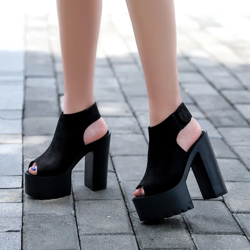 Босоножки женские на толстой подошве водонепроницаемые 14 см с открытым носком