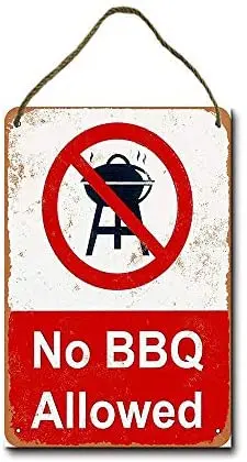 

Metal Sign 8 x 12 inch No BBQ Allowed Wall Decor Hanging Sign