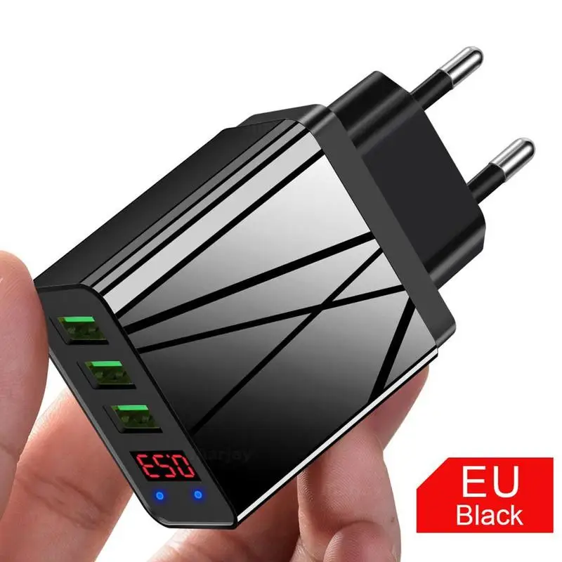 3 порта QC3.0 USB зарядное устройство адаптер Светодиодный дисплей напряжения мобильный телефон путешествия стены цифровой быстрой зарядки для iPhone X samsung S10