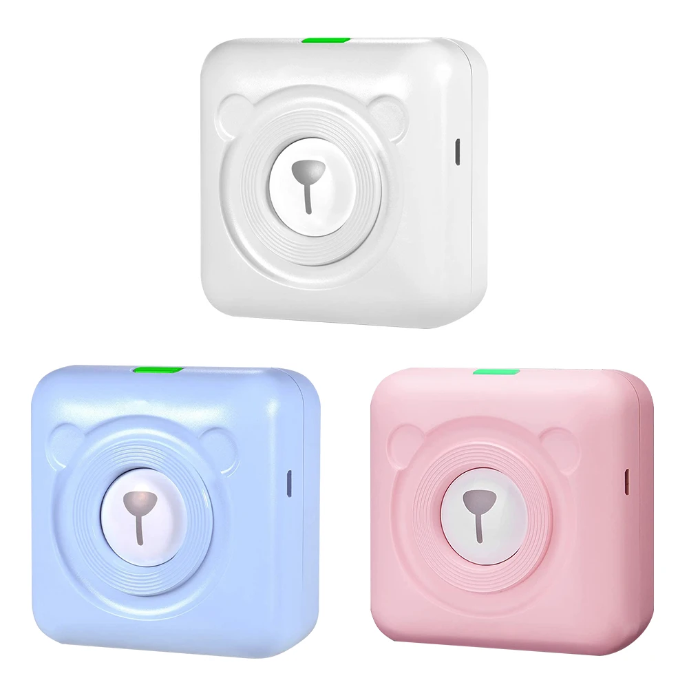 

Mini Thermal Printer Wireless USB 203DPI Pocket Mobile Photo Label Maker Thermal Photo Printer Device Kids Gift Pink/Blue/White