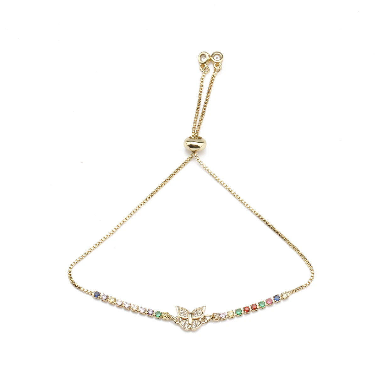 

Cubic Zirconia Gold-plated Butterfly Bracelet Handmade Beaded Red String Girl Best Gift Adjustable Temperament Exquisite Jewelry