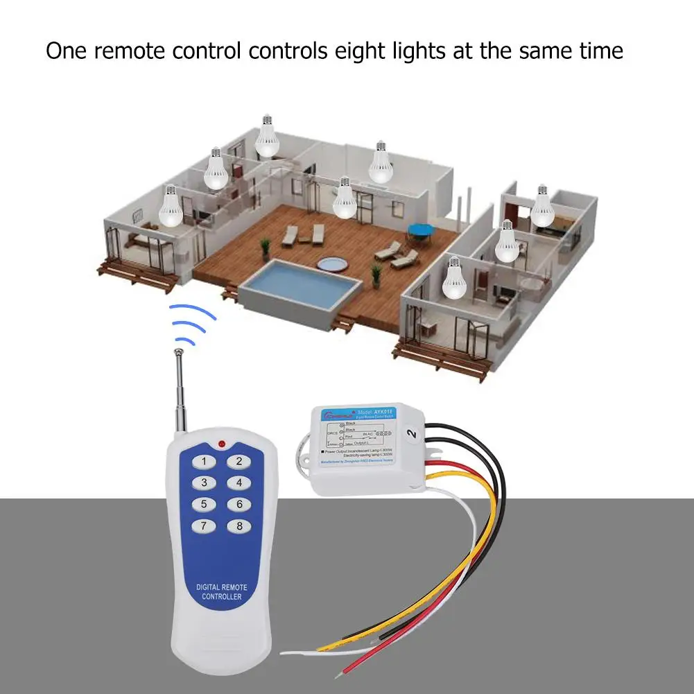 

Цифровой пульт дистанционного управления, приемник с 8 каналами, беспроводной пульт дистанционного управления для ламп, подходит для мелки...