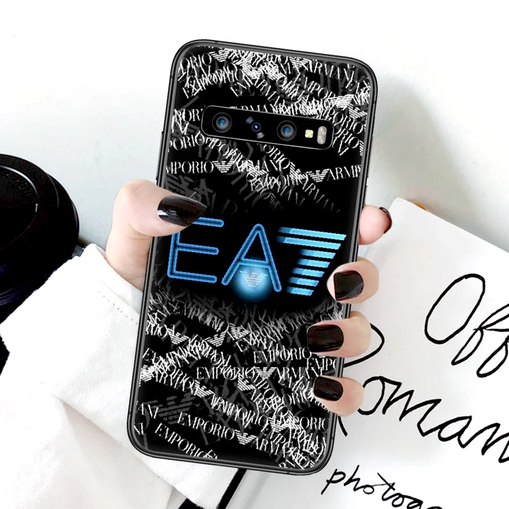 

Luxury Fashion EA7 Brand Phone Case For Samsung Galaxy Note S 8 9 10 20 Plus E Lite Uitra black Funda Soft Shell Tpu Bumper