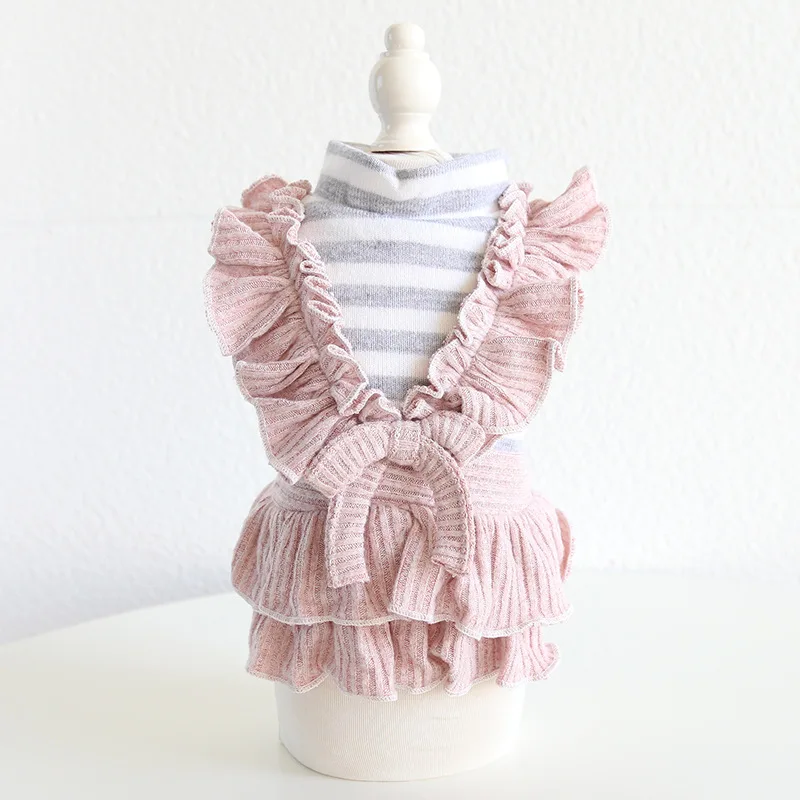 

Трикотажное платье для собаки зимняя одежда для домашних животных для маленьких собак девушка Пудель Чихуахуа йоркширская одежда шнаузер ...