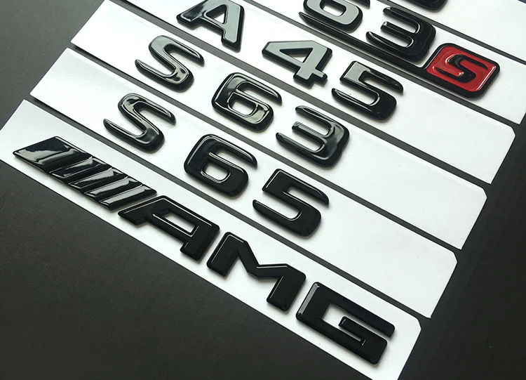 Новая яркая черная эмблема с буквенным номером, модель багажника для Mercedes Benz AMG A45 C43 C63 C63S E43 E63S S63 S65 GLA43