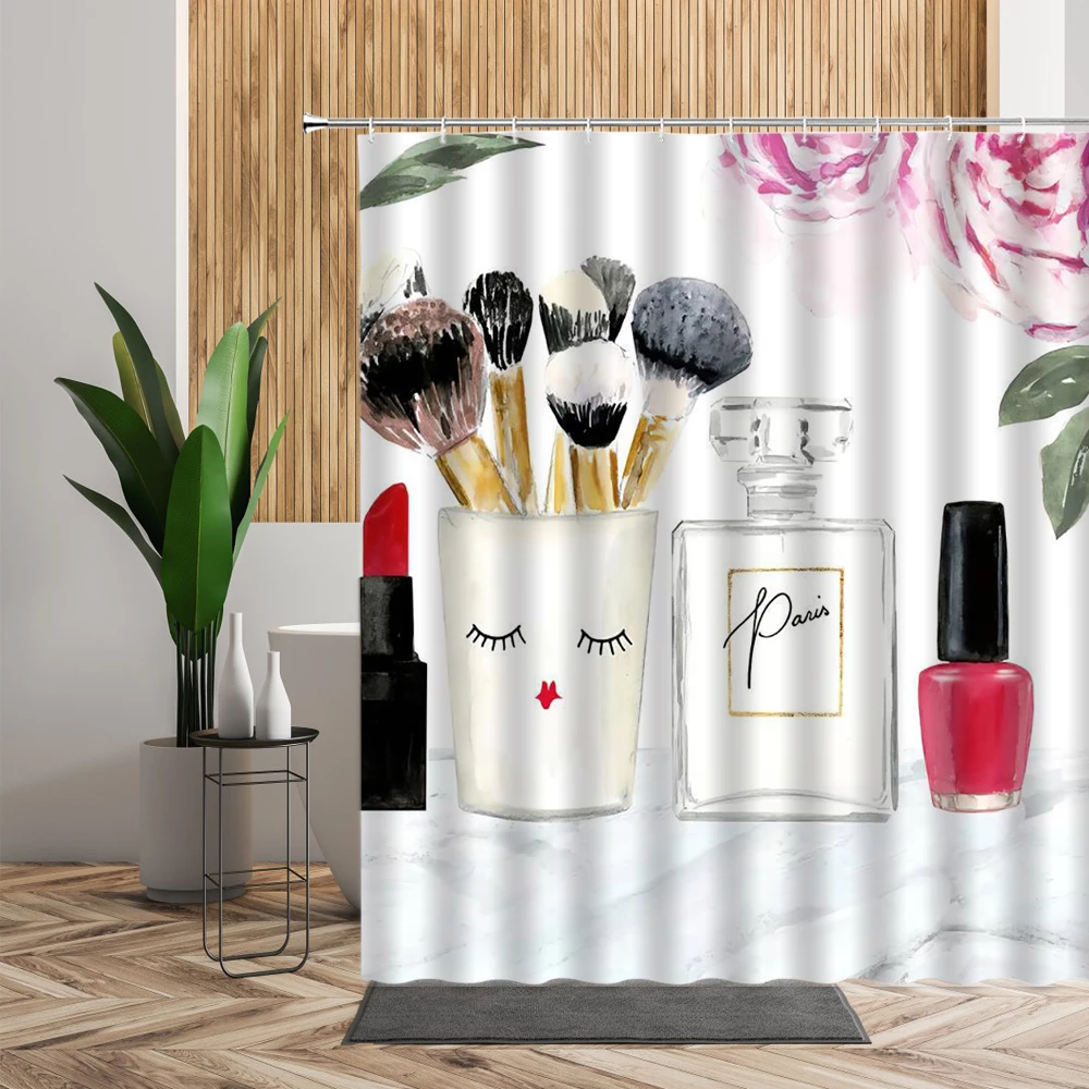 American Style Shower Curtain Red Lip Bathroom Bath Decor 3D Originality Waterproof Printed Fabric Girl Living Room Curtains Set |