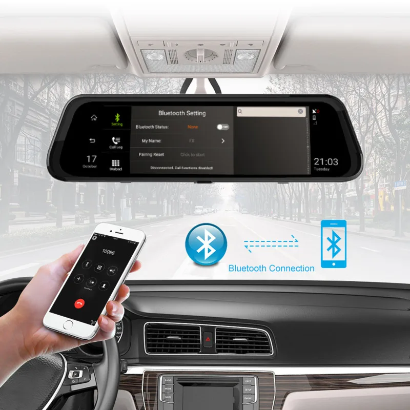 Автомобильный видеорегистратор 10 'ƊG с зеркалом заднего вида 1080P двумя