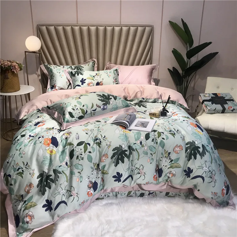 

Натяжная простыня Tencel из шелка, Королевский размер, пододеяльник, Комплект постельного белья, роскошный комплект постельного белья, мягкое ...