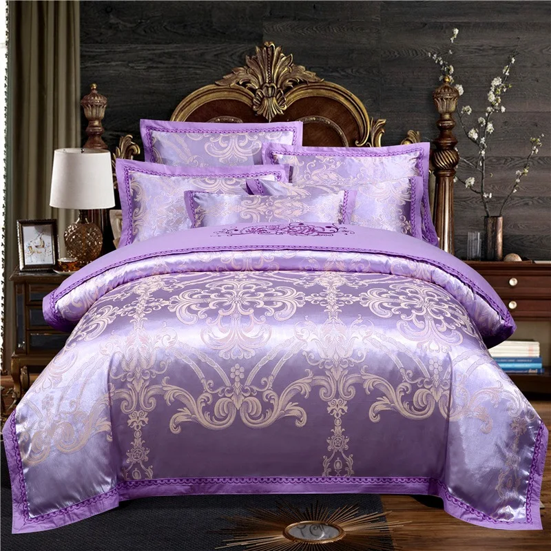 

Пурпурный хлопковый пододеяльник, наволочка, простыня в европейском стиле, мягкий сатиновый домашний текстиль, King, Queen, Twin, для детей и взрос...