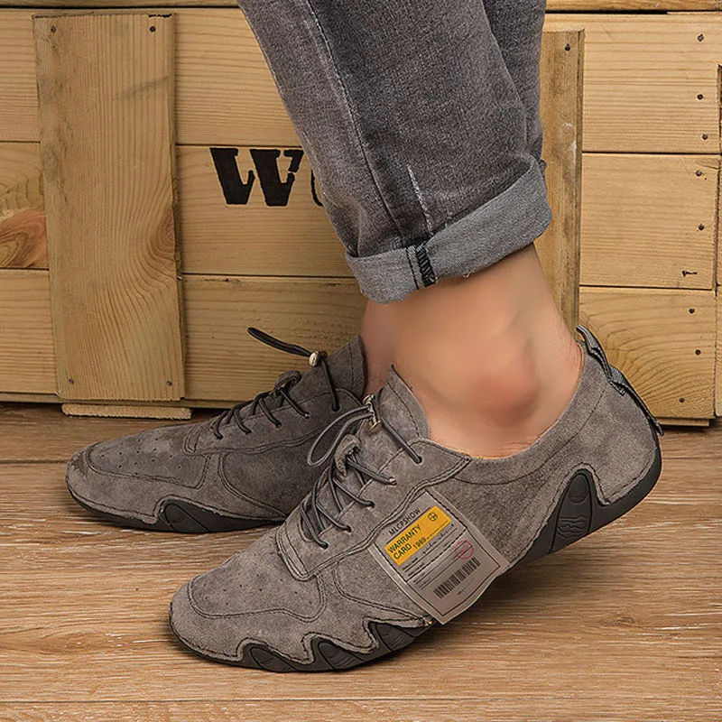 Мужские замшевые туфли со шнуровкой повседневные рабочие из свиной кожи обувь