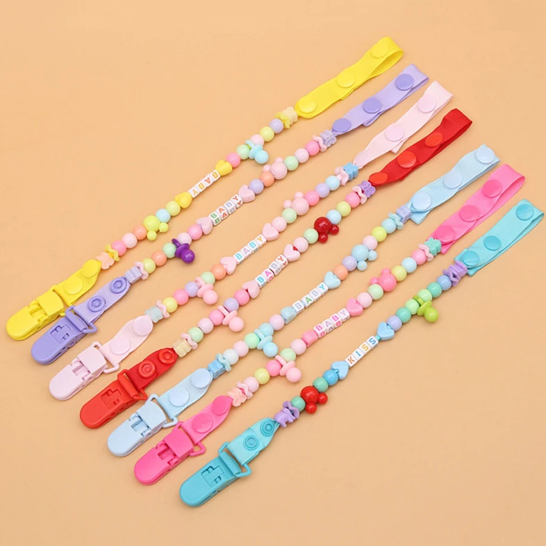 Детские игрушки пустышка с цепочкой зажимом ручная работа цветные шарики