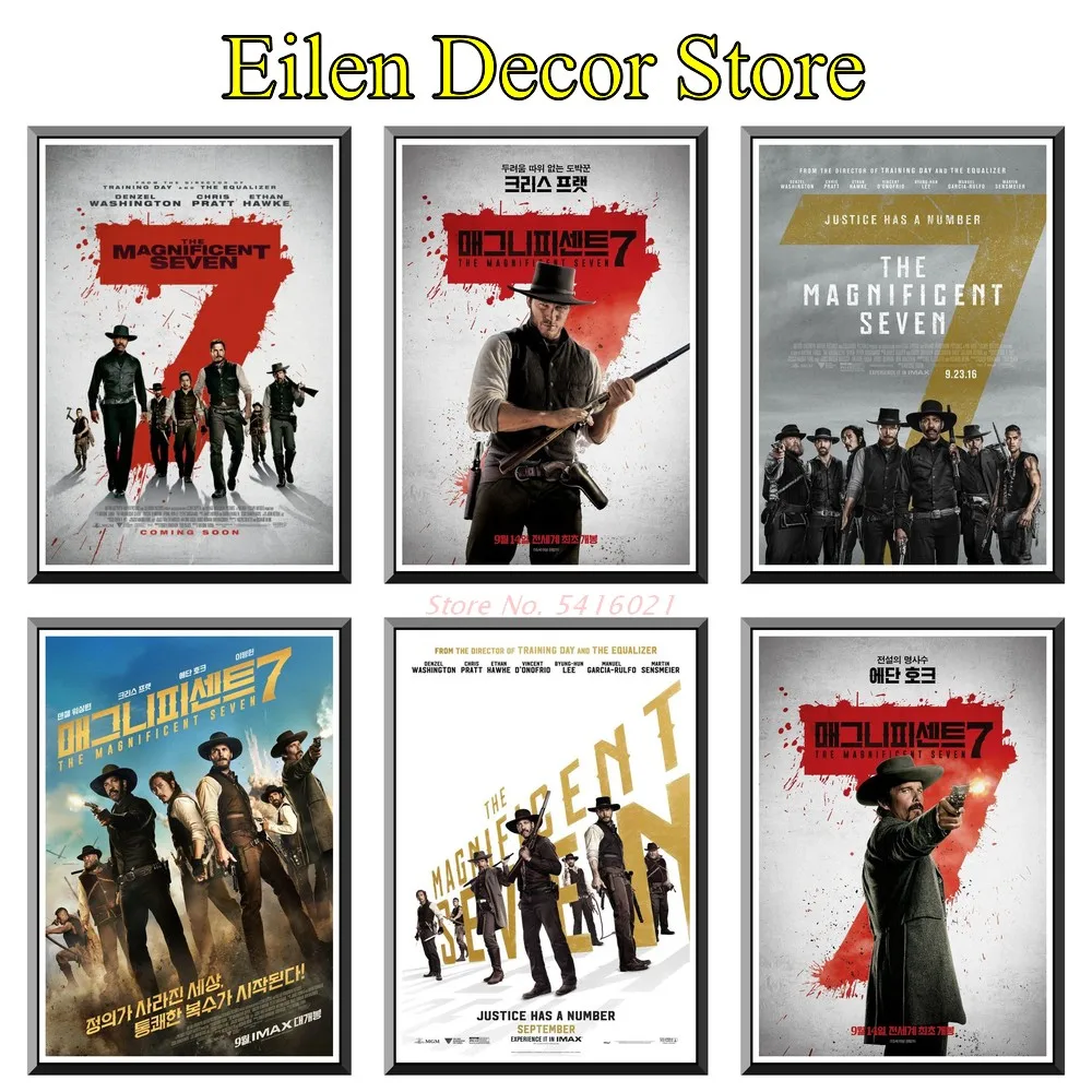 

The Magnificent Seven Movie Poster Home Decal Painting Wall Poster Funny Posters & Prints Vintage Style Movie Poster 42X30cm