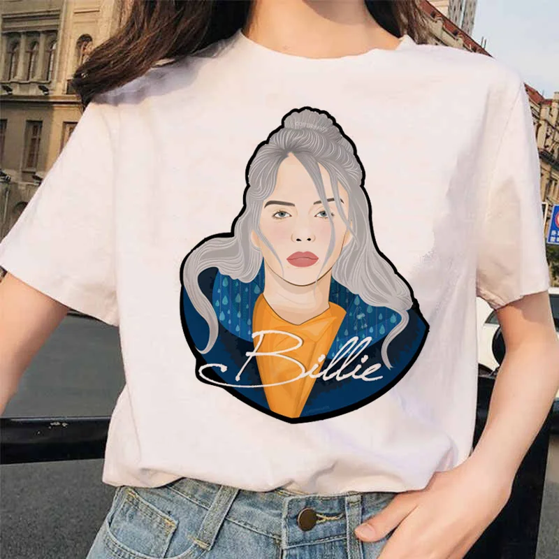20492 Billie Eilish футболка уличная хип-хоп ee-рубашка для op vogue Женская рубашка Harajuku одежда смешная винтажная - Цвет: 20492