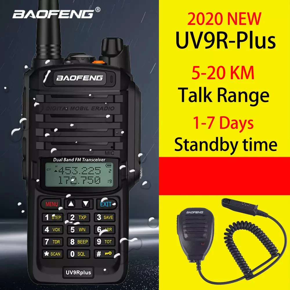 Рация Baofeng 2020 UV 9R plus 5 20 км водонепроницаемая 4800 мАч двусторонняя радиосвязь vhf uhf