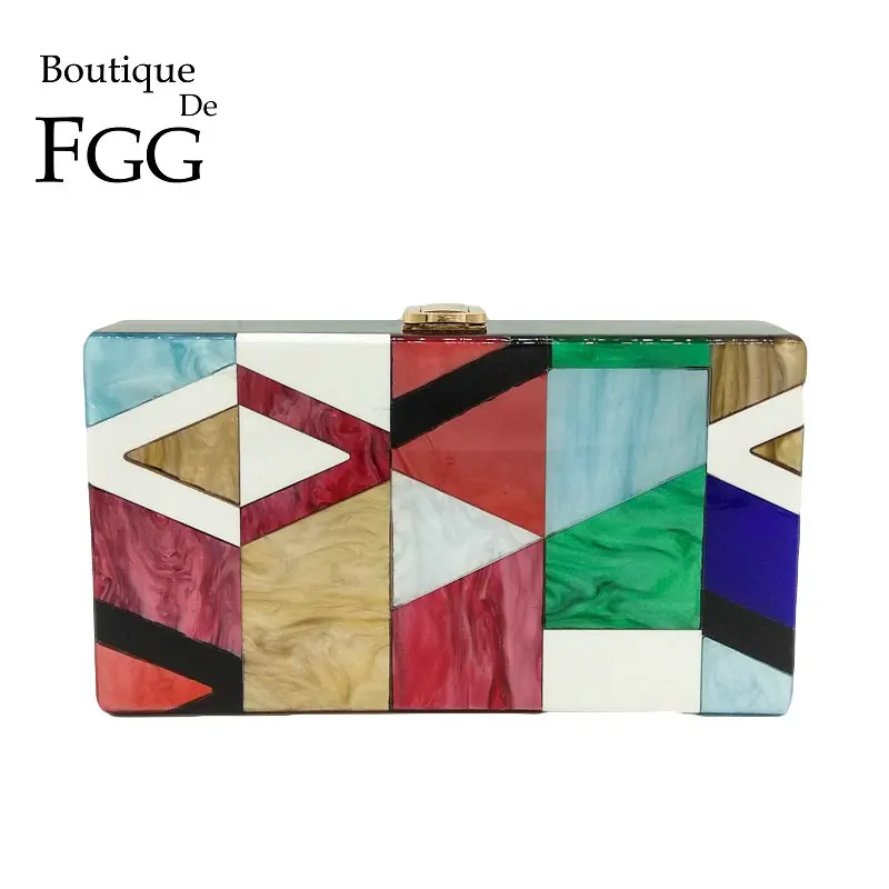 Boutique De FGG разноцветная клетчатая Женская акриловая вечерняя сумка клатч кошельки