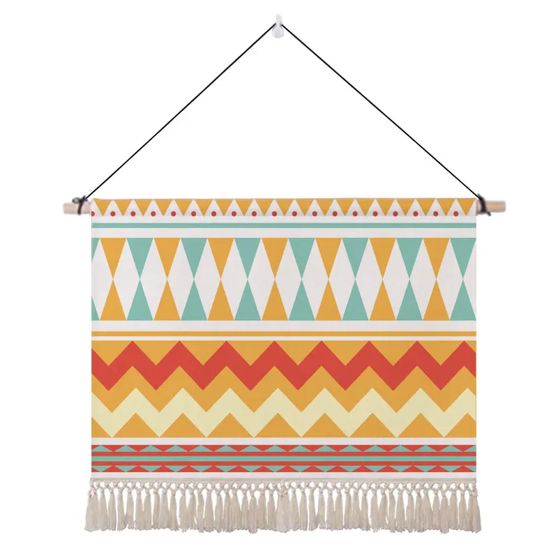 

Nordic geometric tassel tapestry meter box fabric covering cloth room bedroom fresh cotton linen hanging cloth