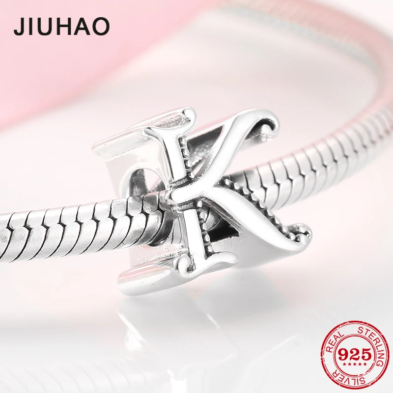 Изящные бусины-буквы алфавита из серебра 925 пробы подходят для оригинального