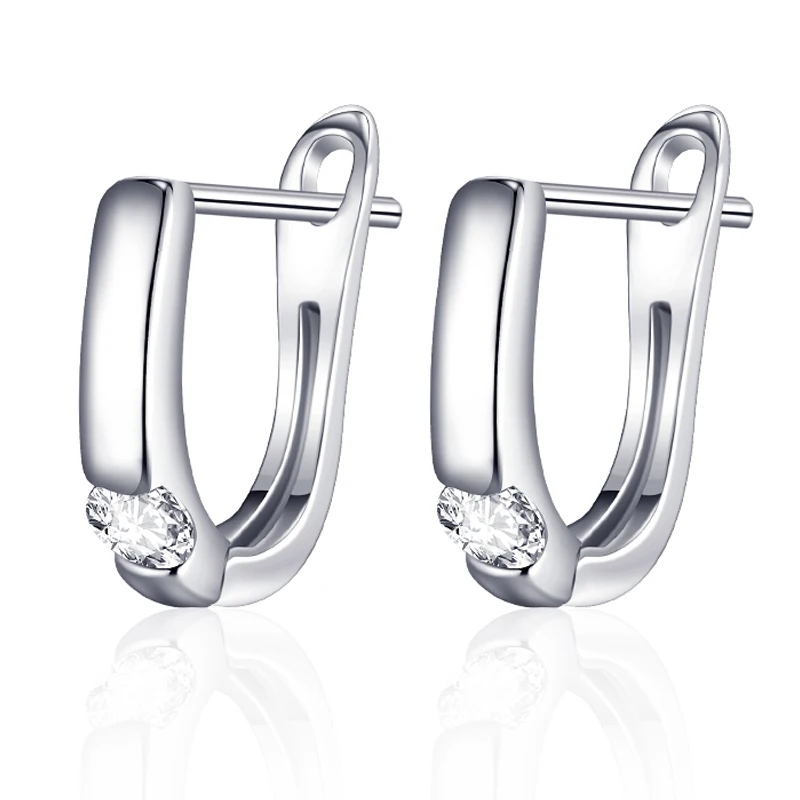 

Simple U-shape Stud Earrings for Women Round Cubic Zirconia CZ Crystal Simple Earrings Temperament Jewelry Girls Gifts