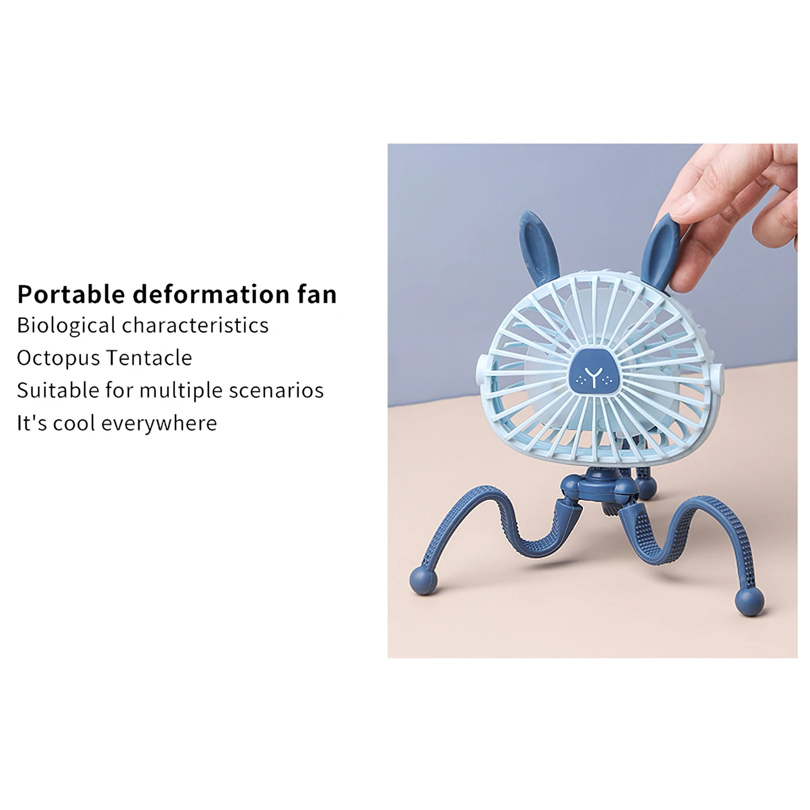 

Handheld Fan Octopus Bracket Portable Clip on Stroller Car Fan USB Charging Hanging Standing Quiet Desktop Fan with Three Modes