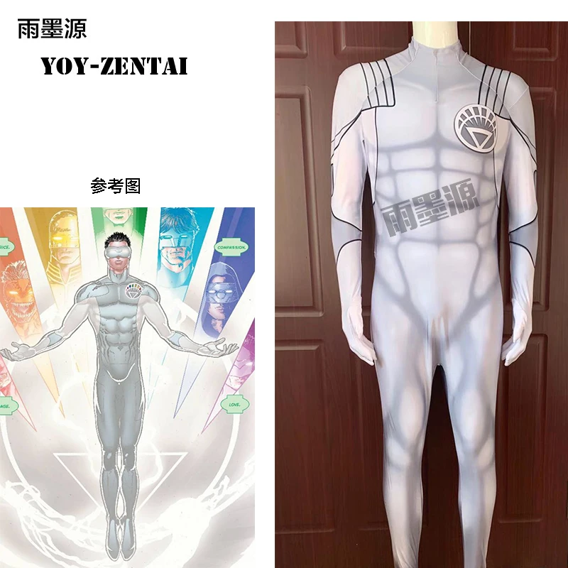 YOY ZENTAI высококачественный маскарадный костюм белого фонаря на молнии|Костюмы из