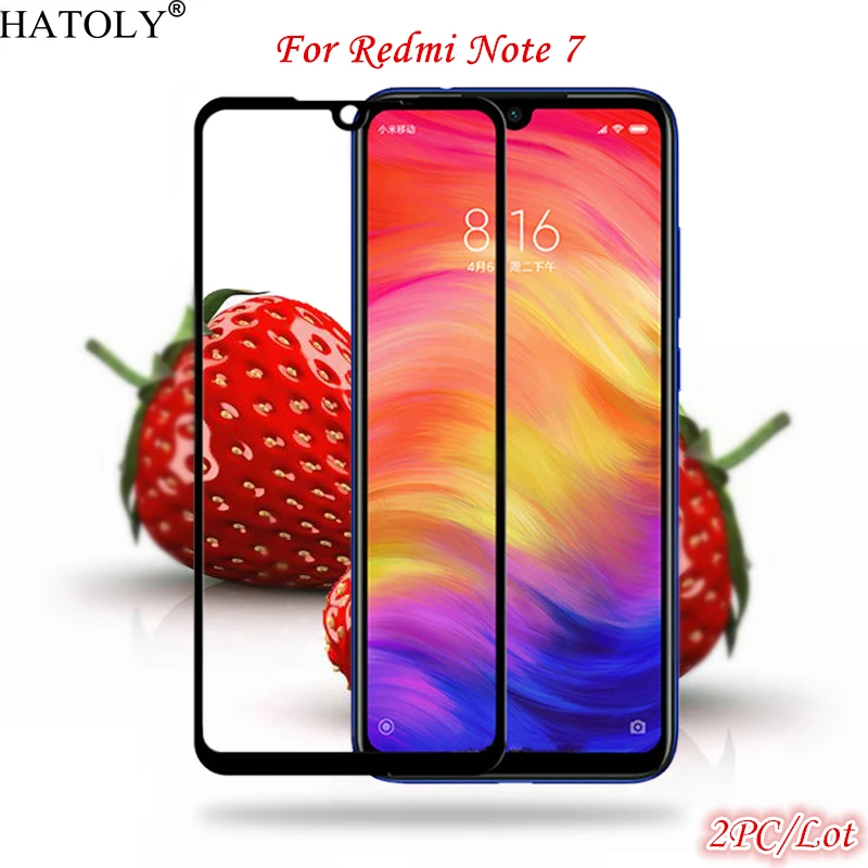 Стекло для Xiaomi Redmi Note 7 Pro 2 шт. закаленное стекло 8 полное клеевое покрытие