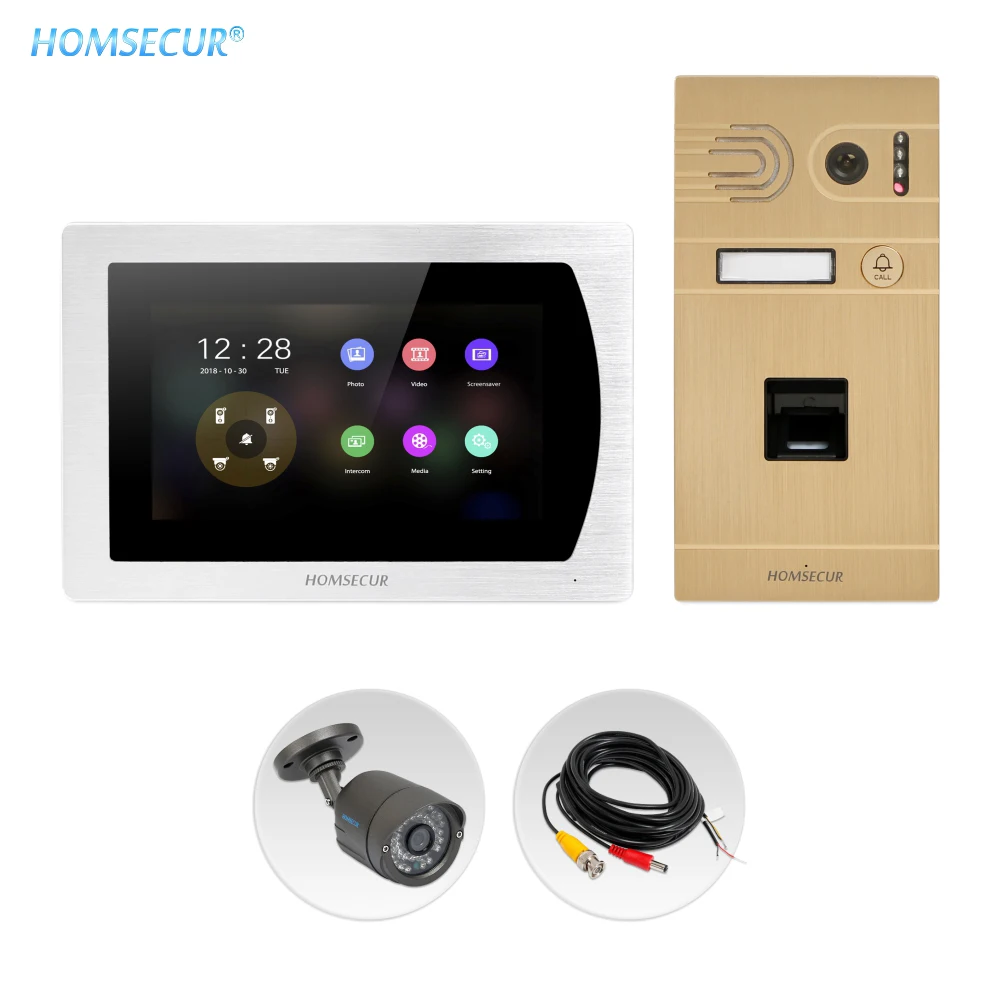 Видеодомофон HOMSECUR с 4 проводами и водонепроницаемой камерой видеонаблюдения |