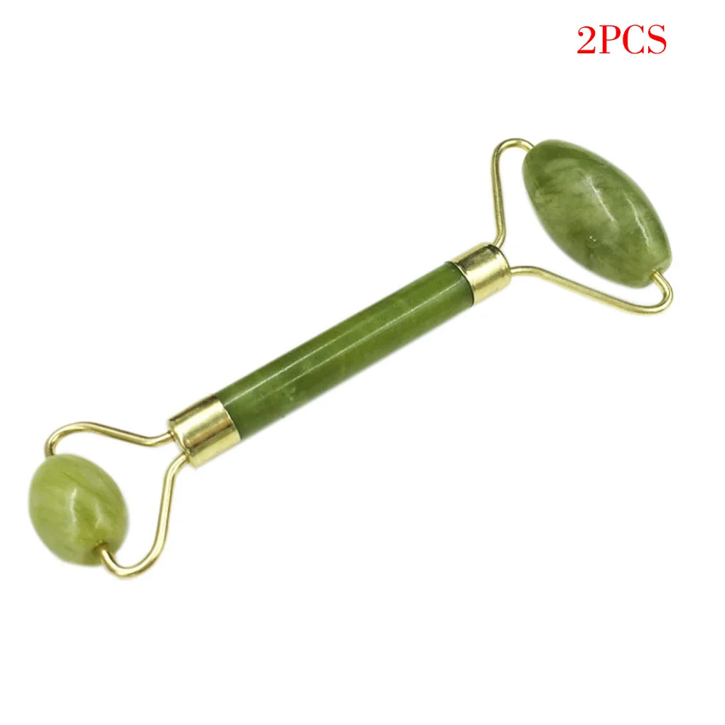 

2PCs Facial Massage Roller Double Heads Jade Stone Face Lift Body Skin Relaxation Slimming Beauty Neck Thin Lift