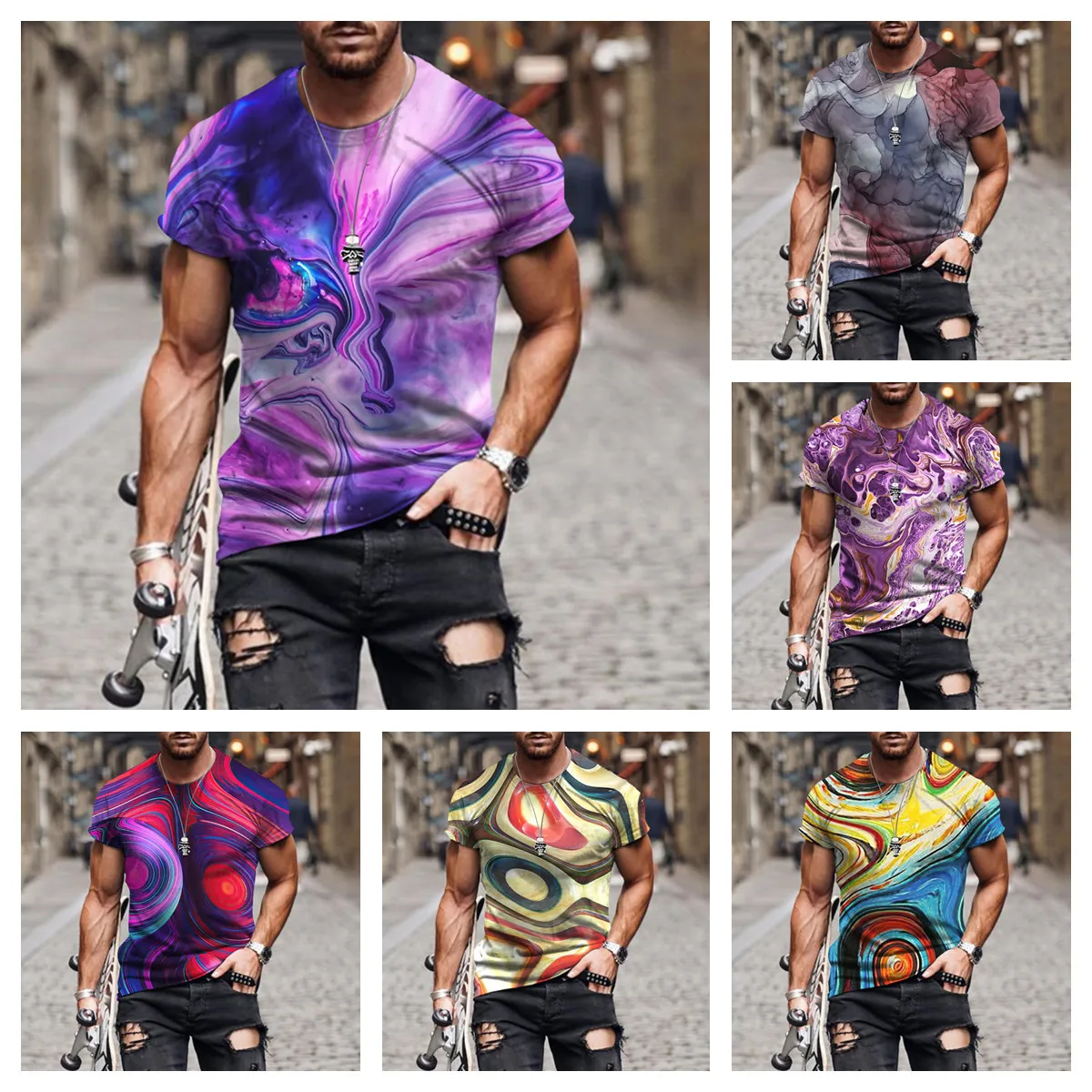 

Vertigo Short Sleeve T-shirts Man Vortex SUMMER CLOTHES 3D Ink Painting TSHIRT FUNNI PRINT Free Fire Japanese Streetwear XXS-6XL