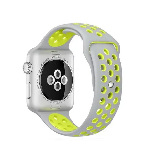 Ремешок для apple watch 42 мм 38 мм 40 мм 44 мм резиновый спортивный ремешок для iwatch 4 3 2 1 серия 5 - Цвет ремешка: gray yellow