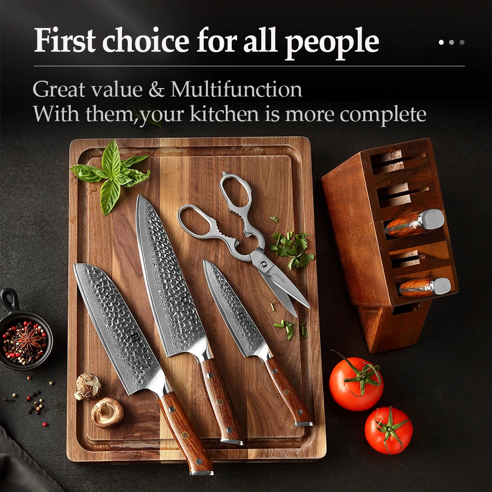 

XINZUO 7PCS Damascus Kitchen Knives Set Chef Slicing Utility Paring Knife Japanese VG10 Steel Ironwood Handle Sharp Cutter