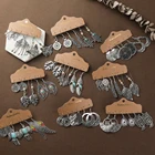 Старинные Длинные Листья Цветы Бабочка Сова Крыло Птицы Shaped Висячие Серьги Ювелирные Наборы Деревянные Камни Бусы Хрустальные Раковины Серьги для Женщин Девушки Оптовая Dropshipping