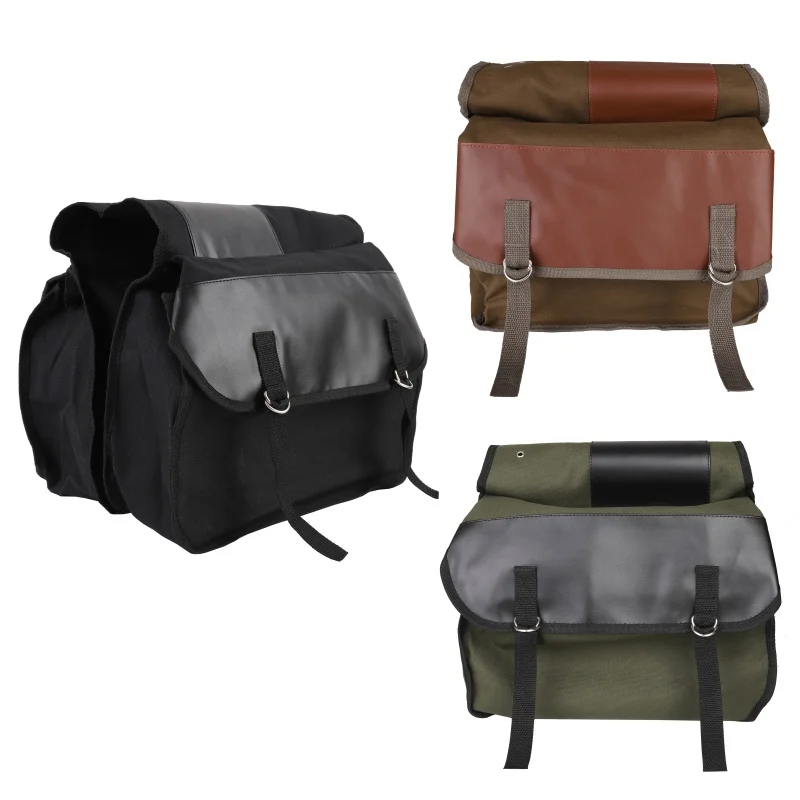 Bike Trunk Bags Waterproof Canvas Cycling Double Side Rear Pouch Wear-resistant Tail Seat Luggage Carrier | Спорт и развлечения