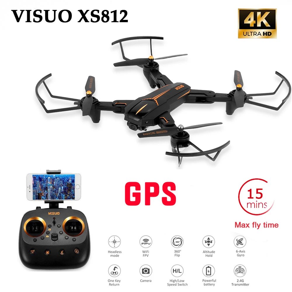 VISUO XS812 GPS 5G WiFi FPV с 4K FHD камерой 15 минут полета складной Радиоуправляемый Дрон