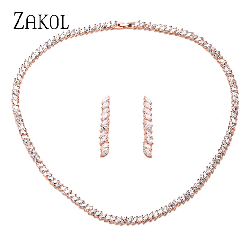 ZAKOL модный прозрачный круглый кубический циркон для женщин Ювелирные наборы