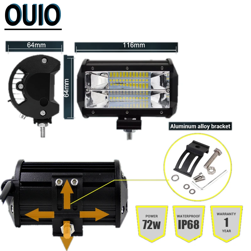 5 дюймов 72 Вт 168 Светодиодный светильник балка для внедорожных автомобилей
