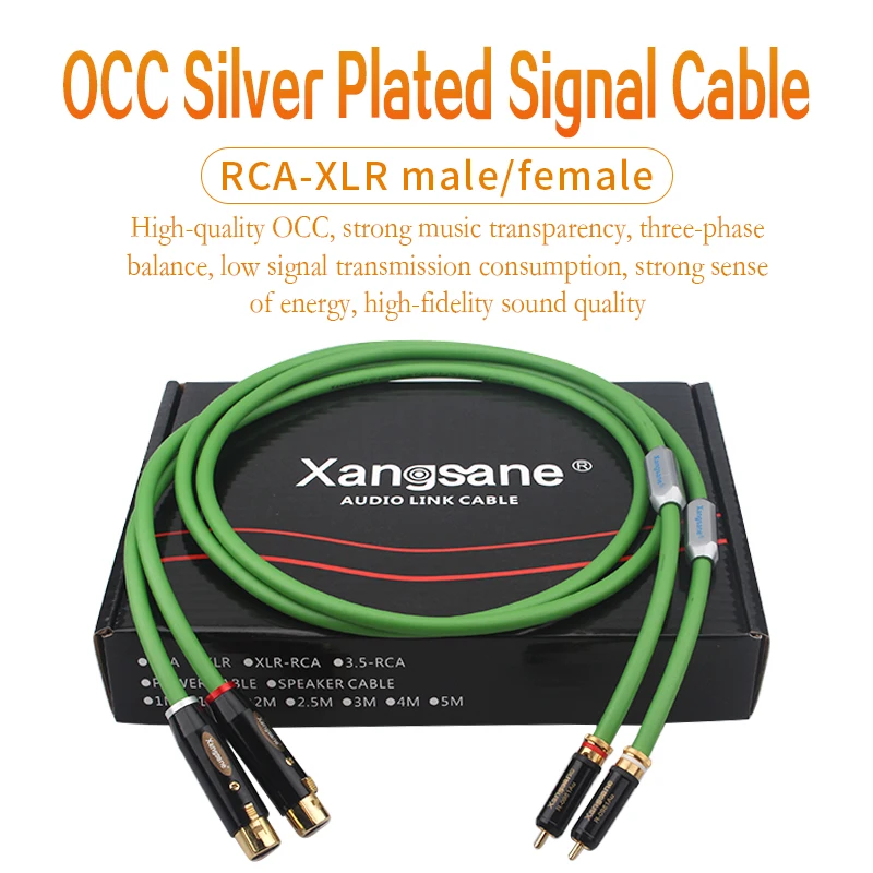 Одна пара xangsane кабель для передачи сигнала с посеребренным RCA на XLR male (female) 7N OCC