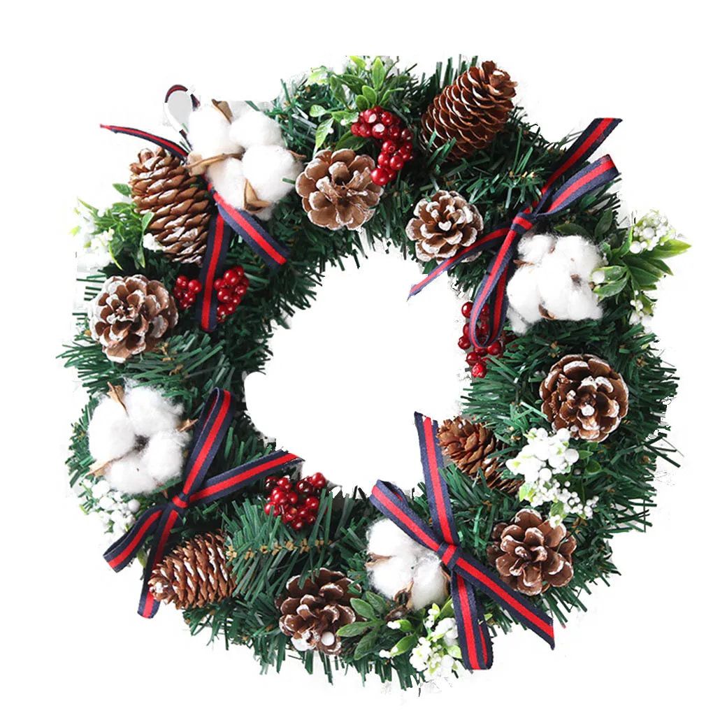 

Garland Arrangement Christmas Decorations Artificial Pine Cone Wreath 30cm Shopping Mall Window Decoration Xmas Home Party Decor