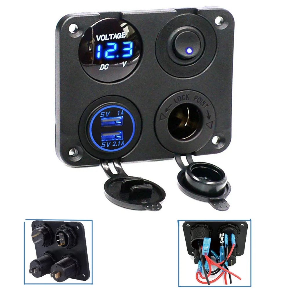 Новый 4 переключатель отверстия панель с двумя портами USB светодиодный цифровой