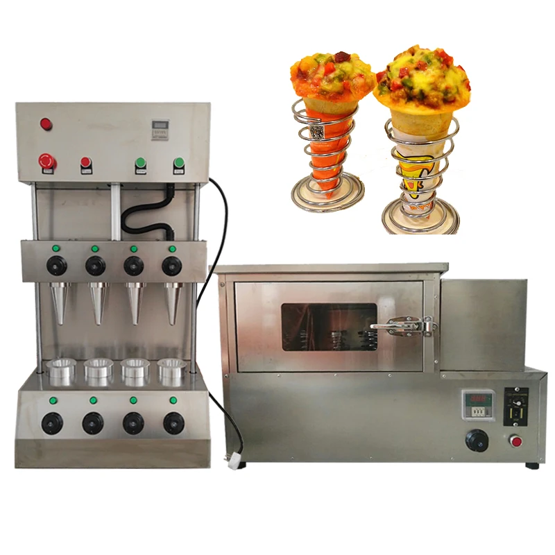 

4 moulds umbrella shape pizza cone maker machine pizza cone forming moulding equipment/ pizza cone machine with rotary oven