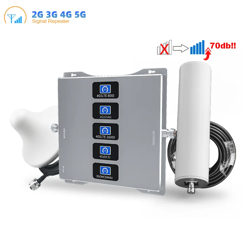 

5 Band Mobile Signal Booster 2g 3g 4g 5g Lte Mobilesignalbooster for Cell Phone Cellular Signal Repeater Booster Amplifier