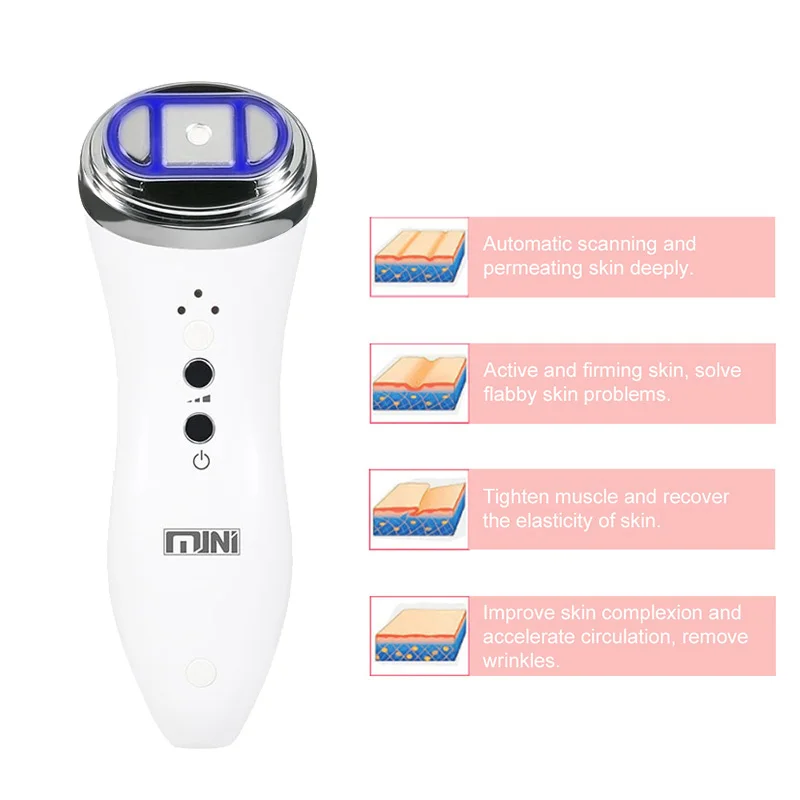 Ultrasonic Bipolar RF Radio Frequency Machine Face Lifting Skin Rejuveantion Massager Mini Hifu Anti Wrinkle Tightening Device