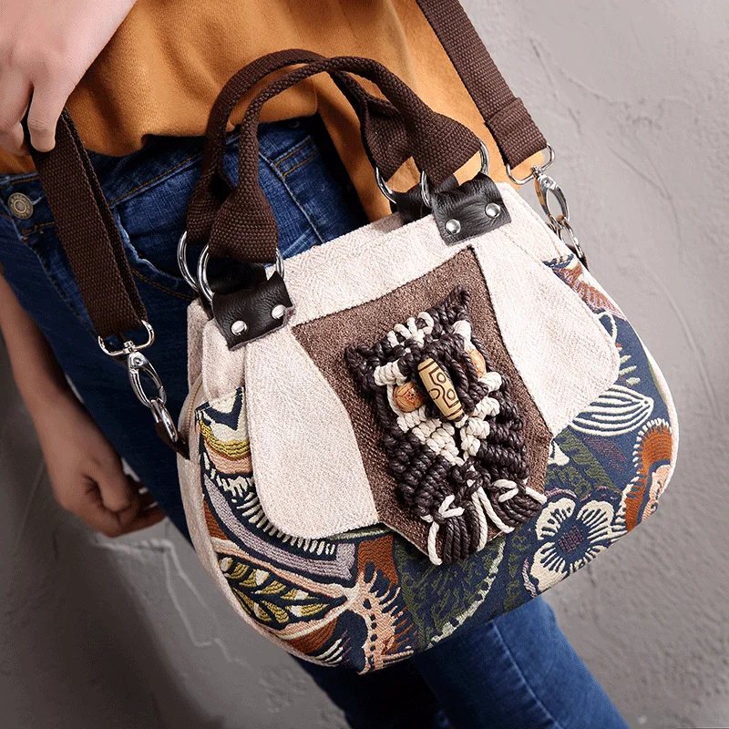 weaving features womens cloth bag yunnan national wind hand held oblique bag dual use idle chinese wind free global shipping