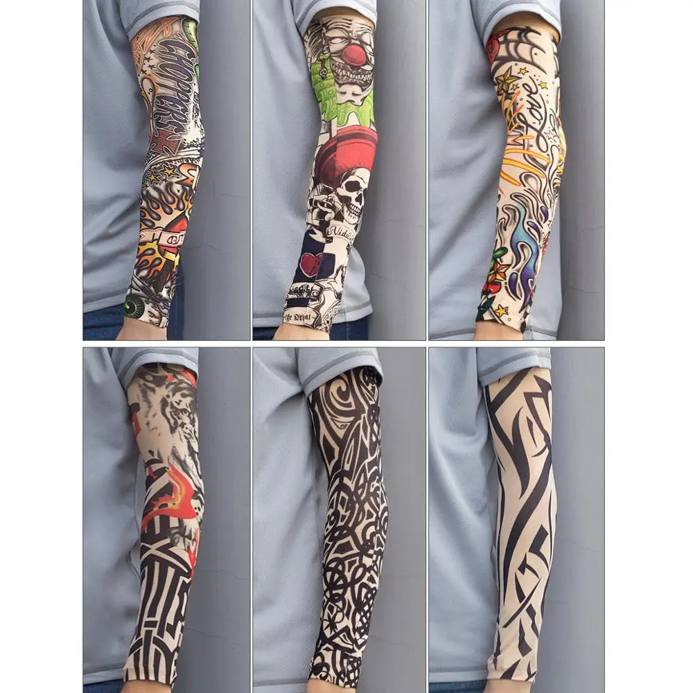 Arm Warmer Unisex Quick Dry UV Protection Outdoor Temporary Fake Running Arm Sleeve Skin Proteive Nylon Tattoo Sleeves Stockings